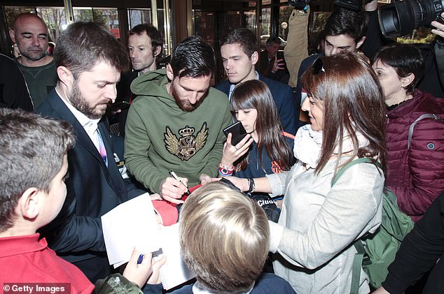 Argentina international Messi was mobbed by admirers who wanted selfies and his signature