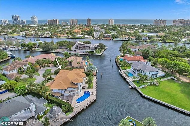 The property features 10 bedrooms, a spa room, two boat docks and a swimming pool