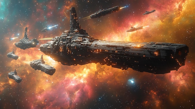 Artistic rendering of grand space opera scene massive ...